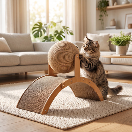 Rascador Interactivo de Madera para Gatos